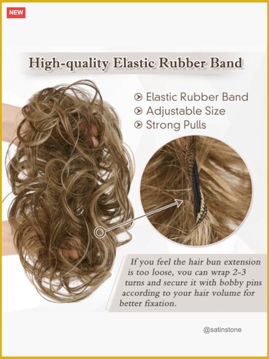 100% Human Hair Layered Wavy Curly Messy Bun Hair Piece for Women Thick Updo main image 4